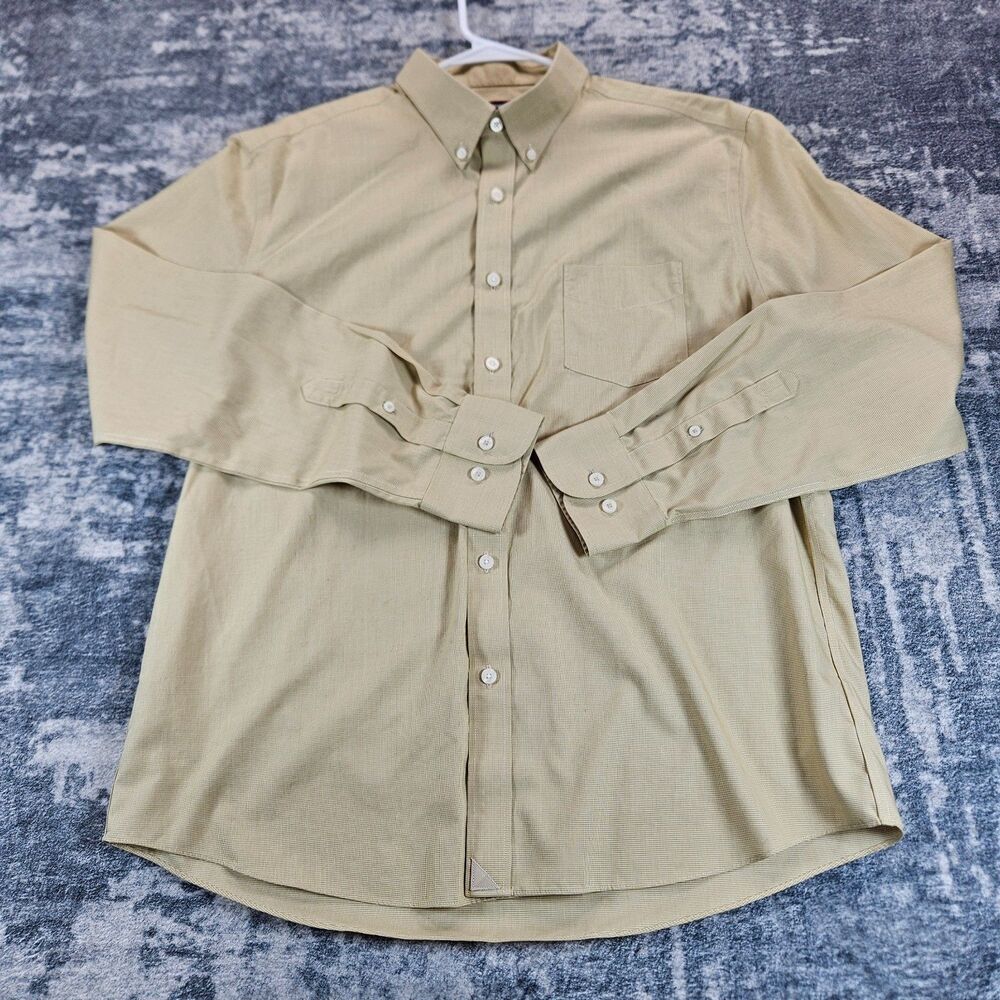 UNTUCKit Cadetto WF Shirt Mens XL Tan Button Down Wrinkle Free Micro Check